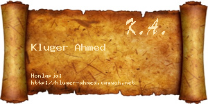 Kluger Ahmed névjegykártya